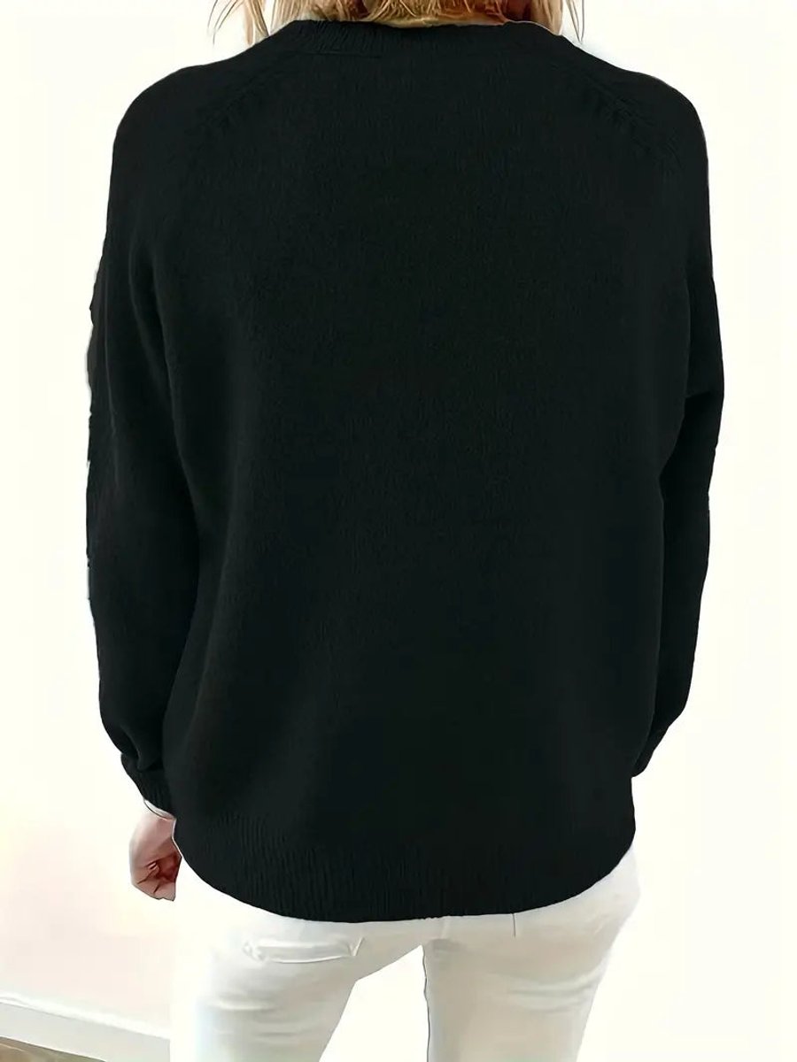 Scarlett - Women's Half-Button V-Neck Long Sleeve Knit Sweater