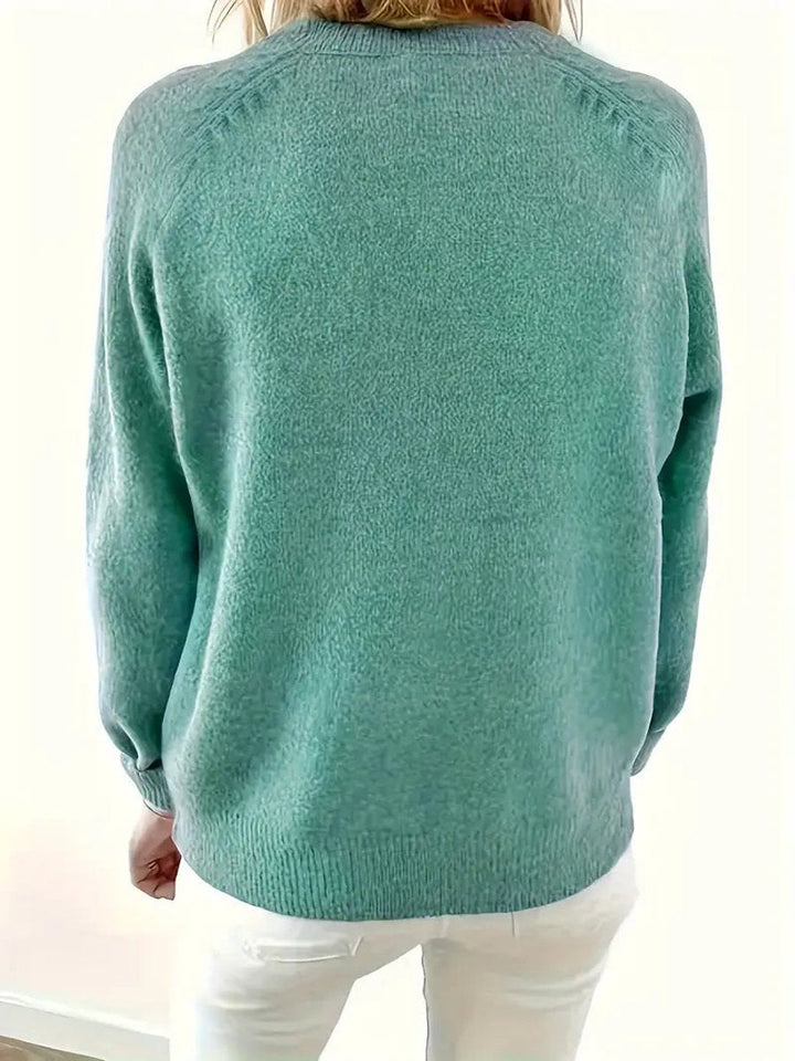 Scarlett - Women's Half-Button V-Neck Long Sleeve Knit Sweater