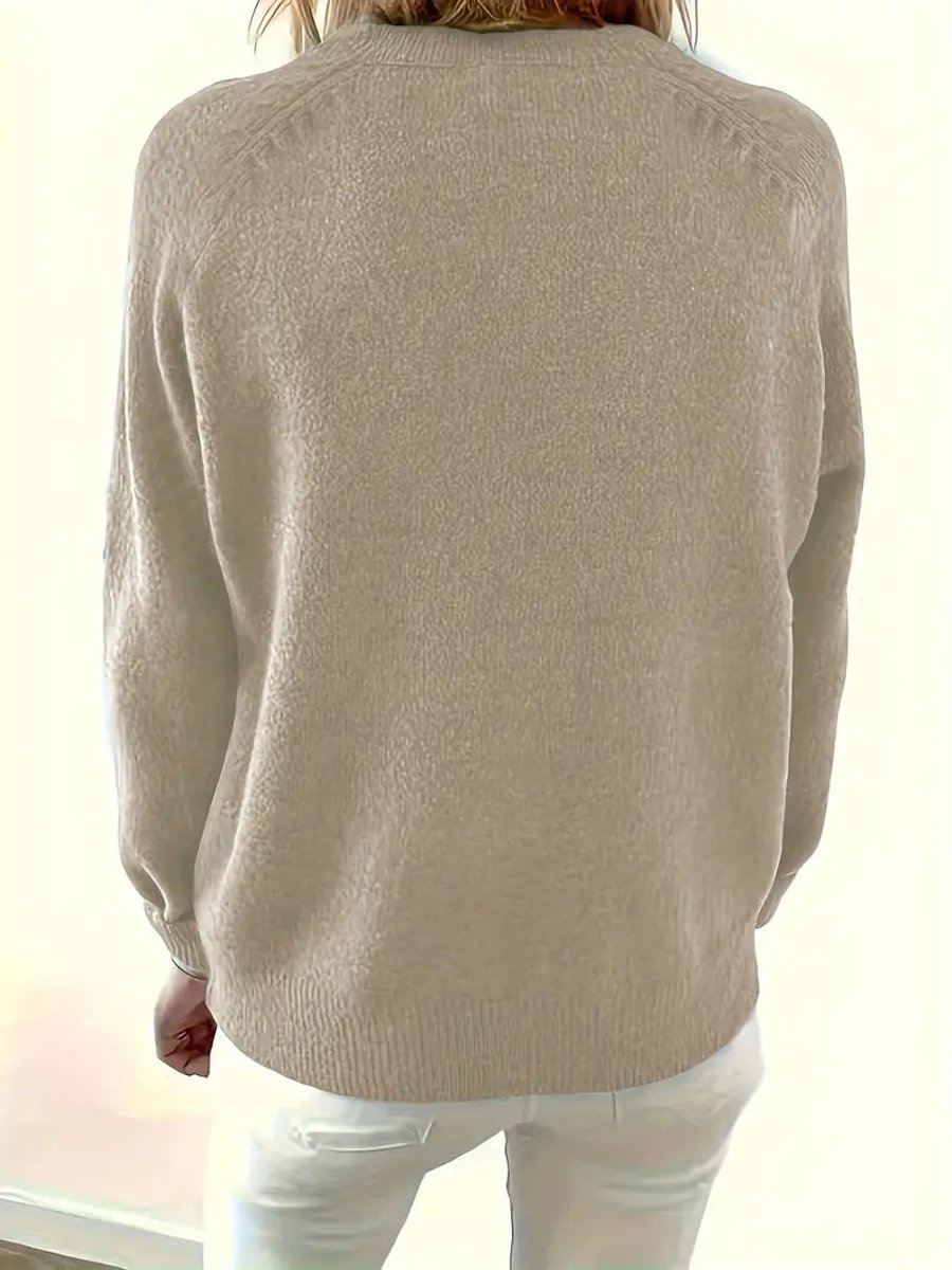 Scarlett - Women's Half-Button V-Neck Long Sleeve Knit Sweater