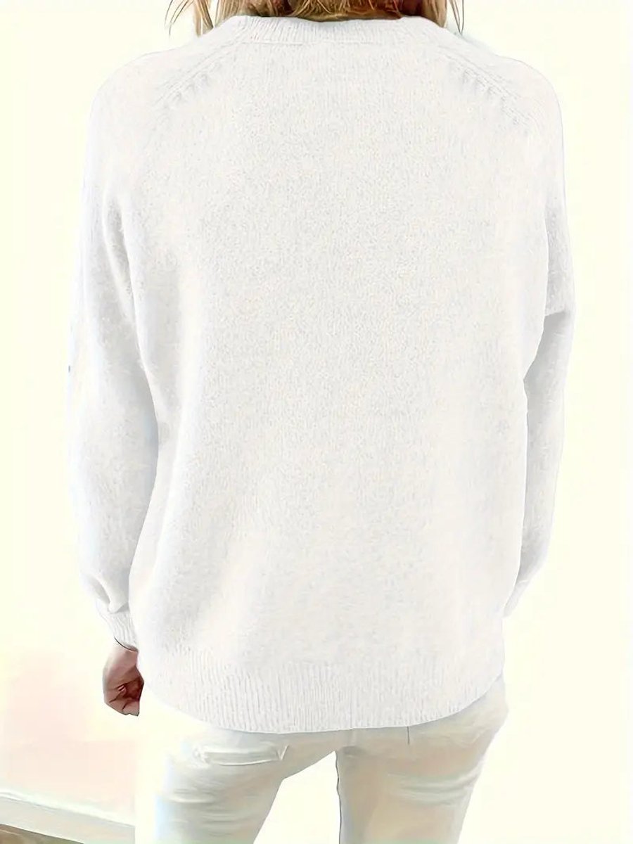 Scarlett - Women's Half-Button V-Neck Long Sleeve Knit Sweater