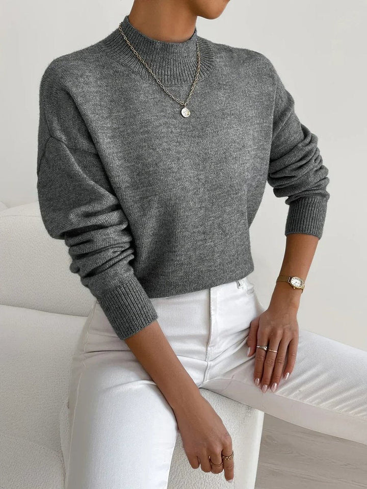 Isabella | Women's Mock Neck Relaxed-Fit Knit Turtleneck Sweater