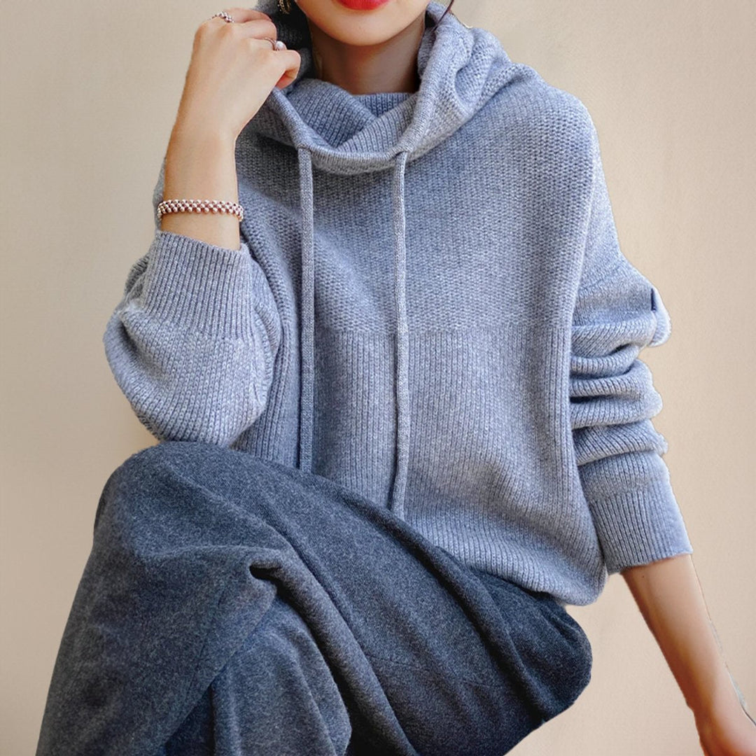 Isabella | Women's Oversized Merino Wool Hooded Turtleneck Sweater
