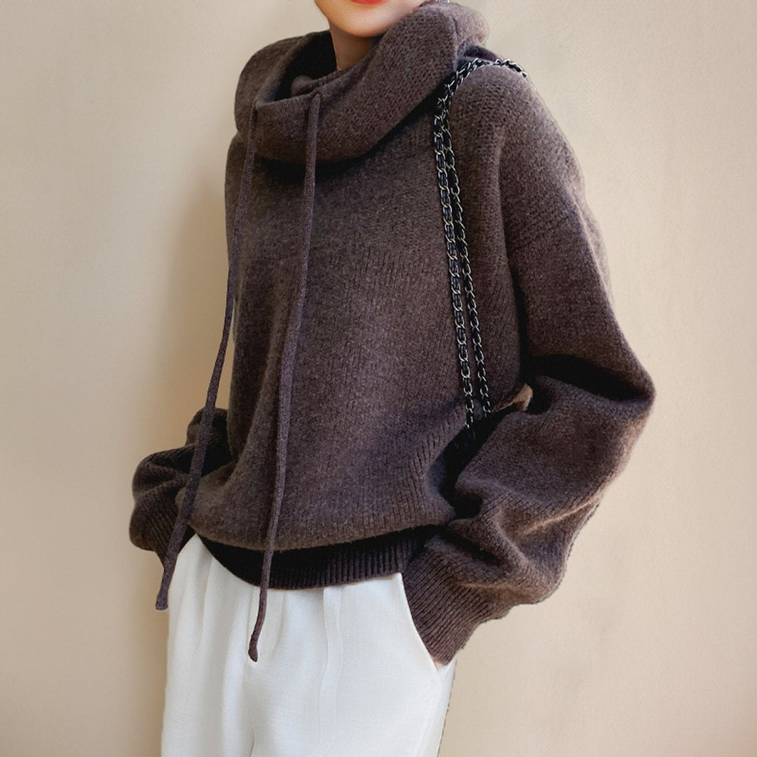 Isabella | Women's Oversized Merino Wool Hooded Turtleneck Sweater