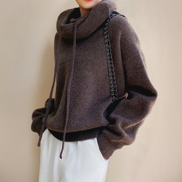 Isabella | Women's Oversized Merino Wool Hooded Turtleneck Sweater