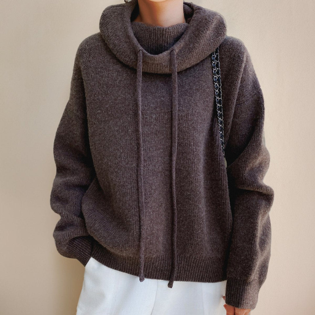 Isabella | Women's Oversized Merino Wool Hooded Turtleneck Sweater