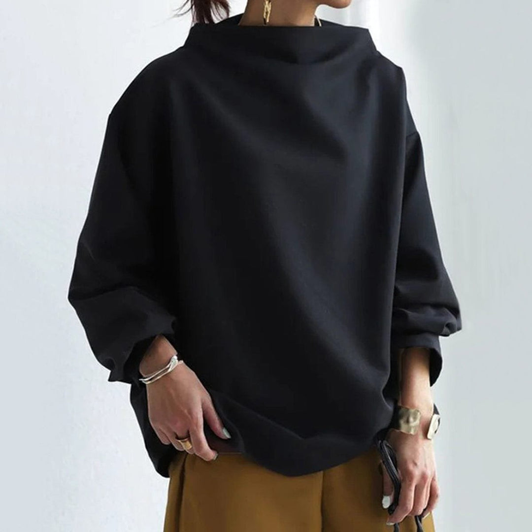 Layla | Women's Oversized Mock-Neck Knit Sweater Relaxed Pullover Top