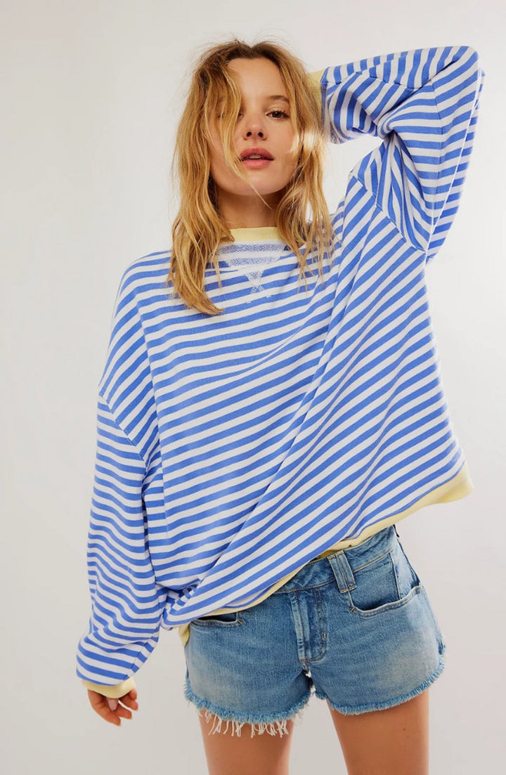 Mia | Women's Oversized Striped Long-Sleeve Pullover Sweater