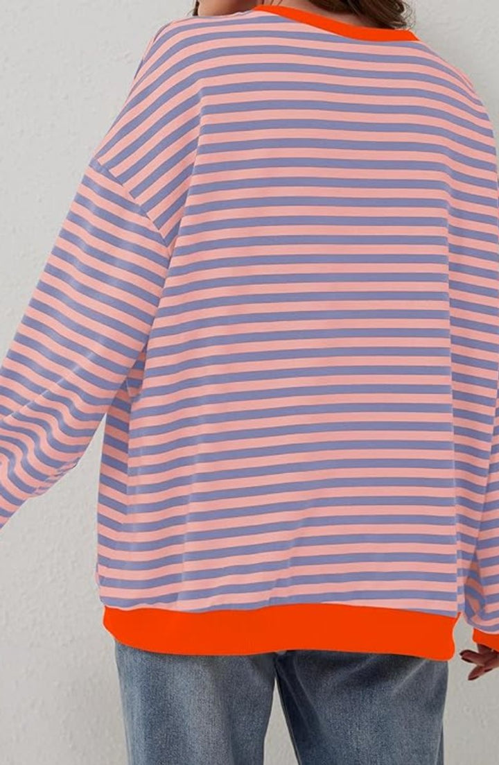 Mia | Women's Oversized Striped Long-Sleeve Pullover Sweater