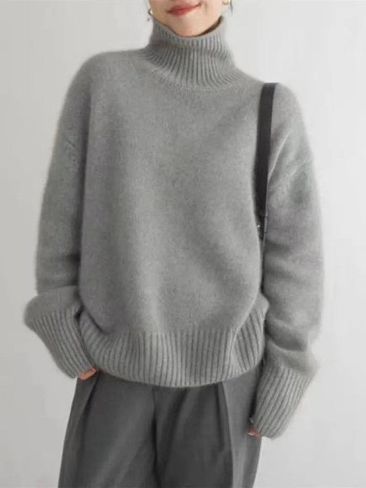 Harper - Women's Oversized Turtleneck Cashmere Knit Sweater