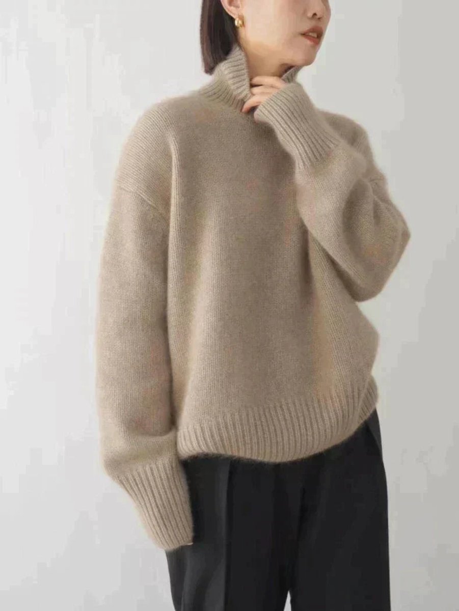 Harper - Women's Oversized Turtleneck Cashmere Knit Sweater