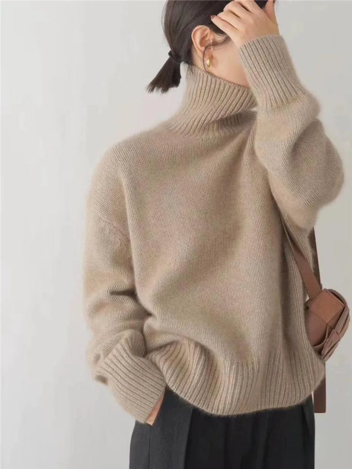Harper - Women's Oversized Turtleneck Cashmere Knit Sweater