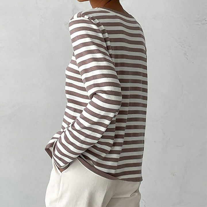Evelyn | Women's Relaxed-Fit Nautical Striped Long Sleeve Sweater