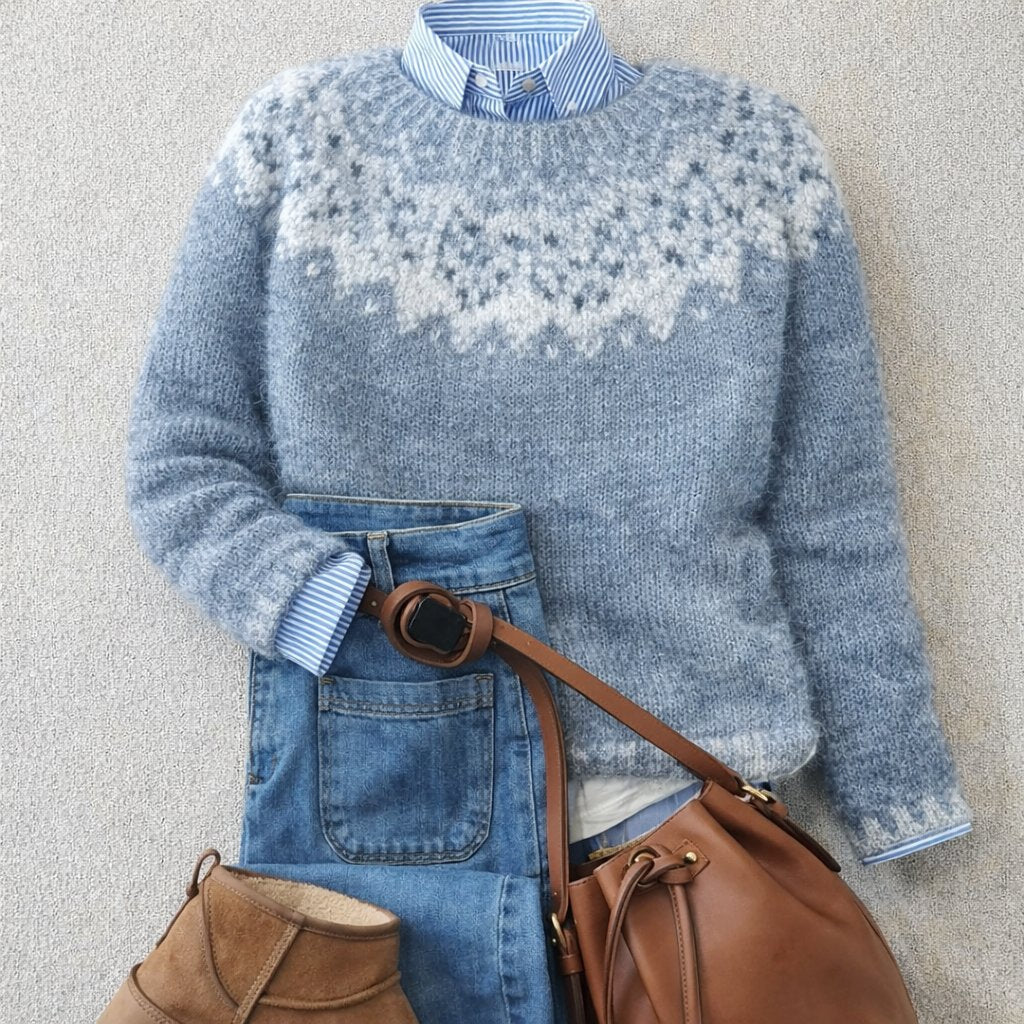 Mia - Women's Relaxed-Fit Nordic Fair Isle Knit Crewneck Sweater
