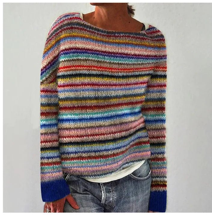 Aria | Women's Retro Striped Relaxed-Fit Knit Sweater