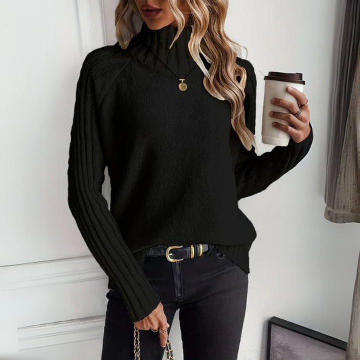 Victoria | Women's Ribbed Turtleneck Sweater Relaxed Raglan Pullover