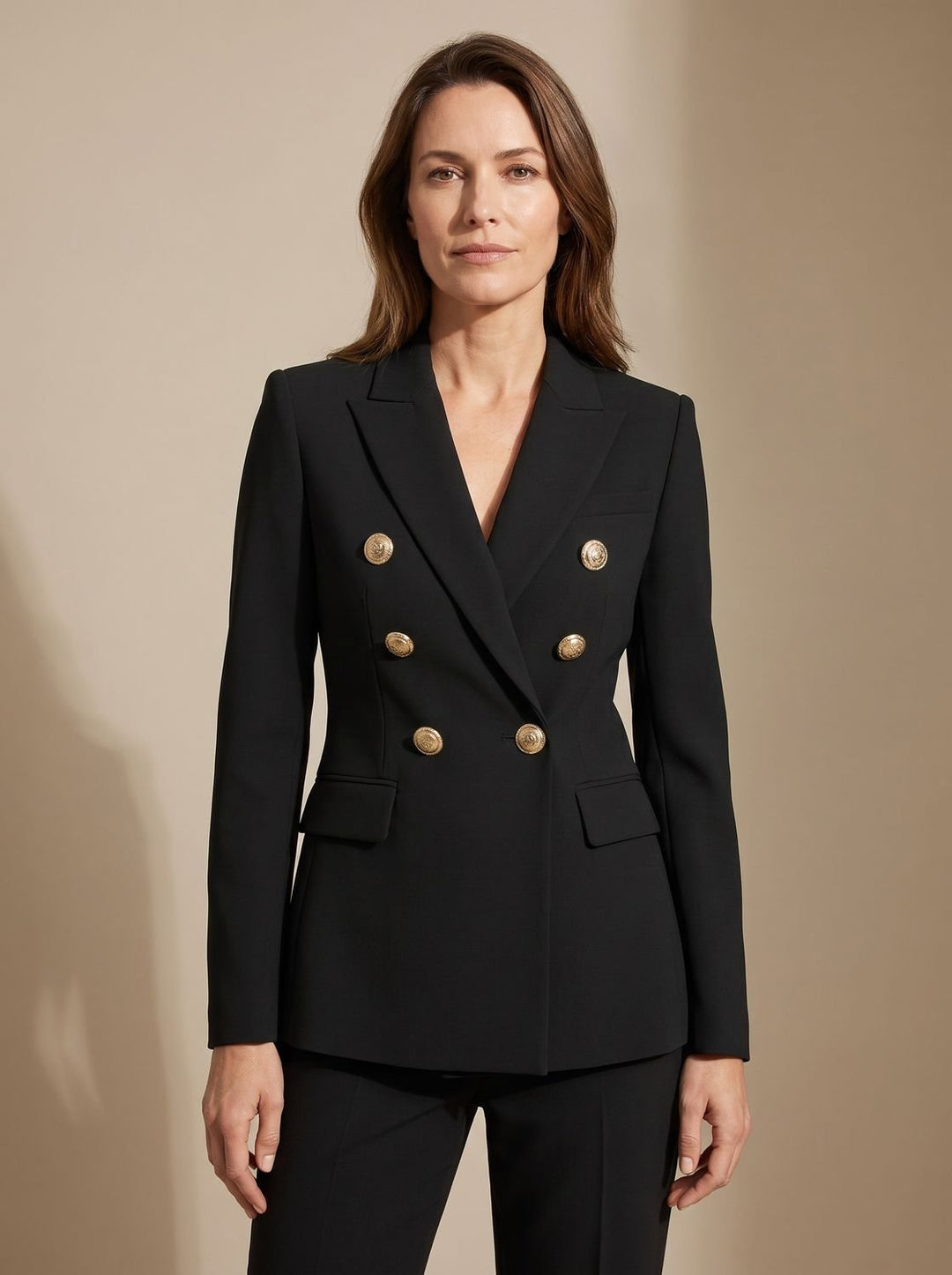 Marianne | Tailored Double-Breasted Gold-Button Blazer