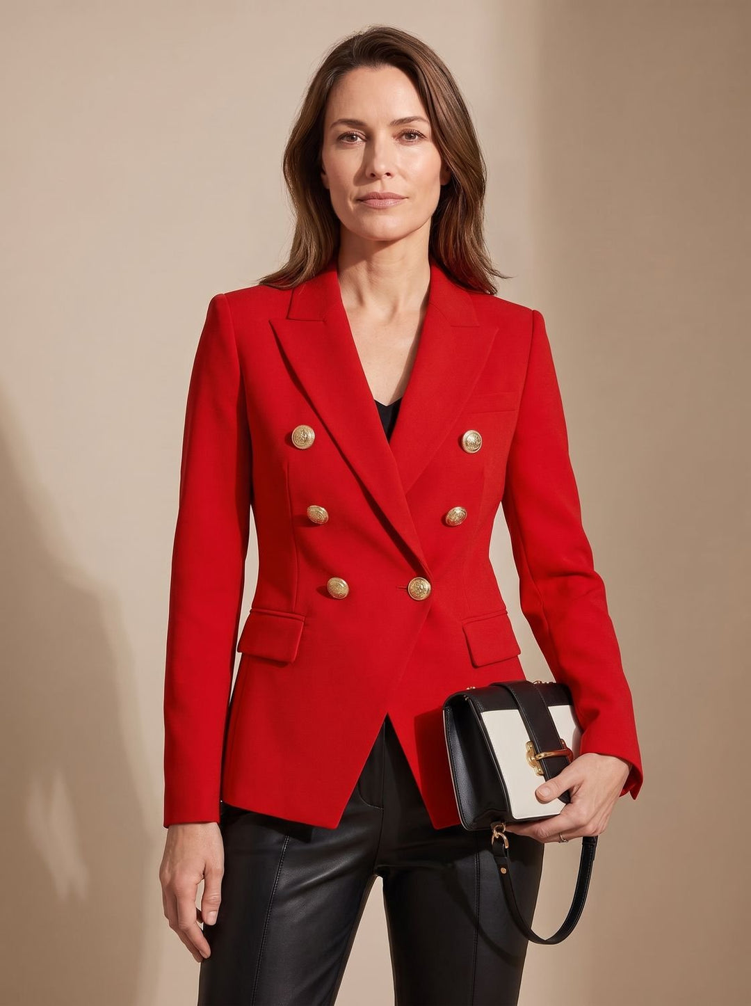 Marianne | Tailored Double-Breasted Gold-Button Blazer
