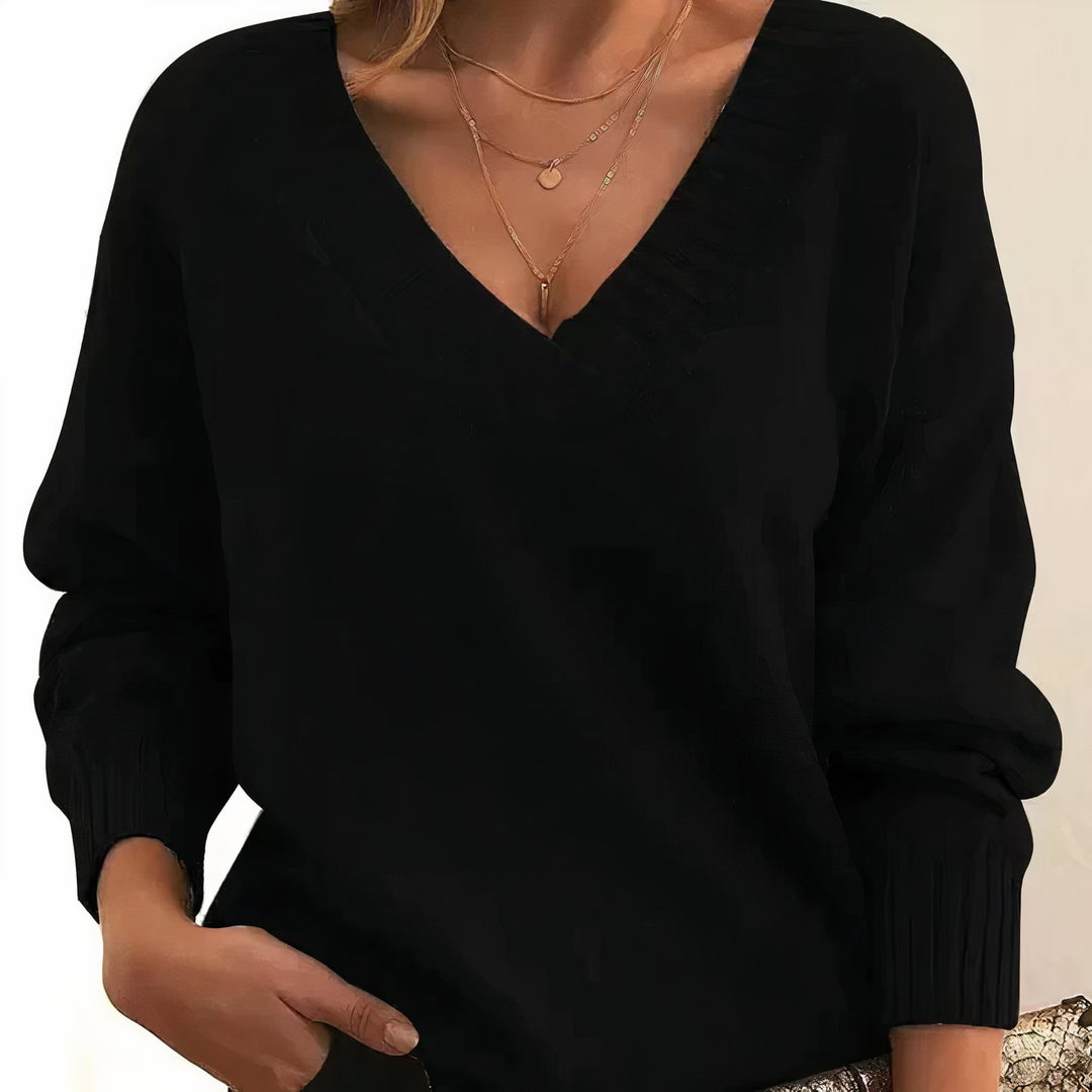 Grace | Women's V-Neck Long Sleeve Cashmere Blend Knit Sweater